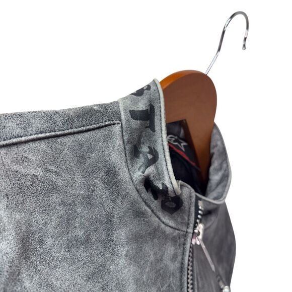 RARE Alpine Stars Motorcycle w/Leather Women's Moto Wash Safety Gray Jacket M - Picture 7 of 9